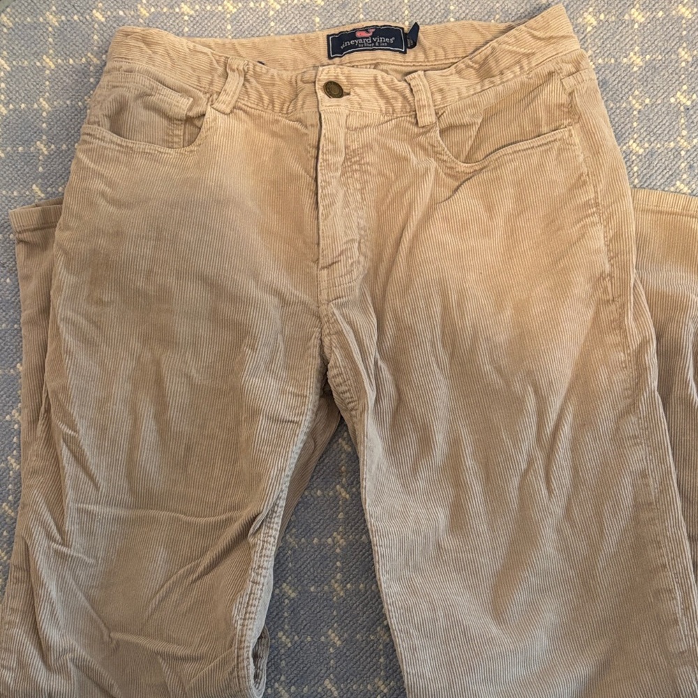 EUC Vineyard Vines Kids Beige Corduroy Pants Sz 14